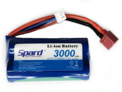 Аккумулятор Li-Ion Spard 3000mAh, 7,4V, 10C, T-plug для Remo Hobby 1/16, Himoto 1/18