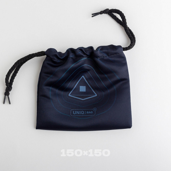 Тканевый мешок с печатью черный, 15*15, со шнурком