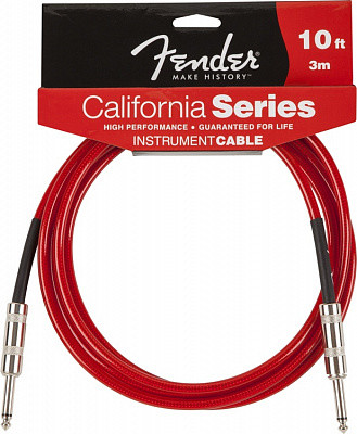 FENDER 10' CALIFORNIA CABLE CANDY APPLE RED - инструментальный кабель, 3 м
