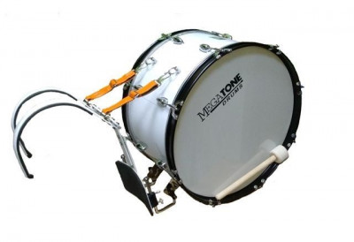 Бас-барабан маршевый MEGATONE MBD-22H/WH 22"X12" колотушка в комплекте