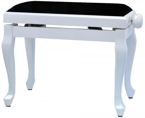 Банкетка для пианино GEWA Deluxe Classic White high gloss Black cover белая глянцевая с черным сиденьем