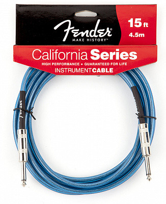 FENDER 15' CALIFORNIA INSTRUMENT CABLE LAKE PLACID BLUE - инструментальный кабель 4,5 метра