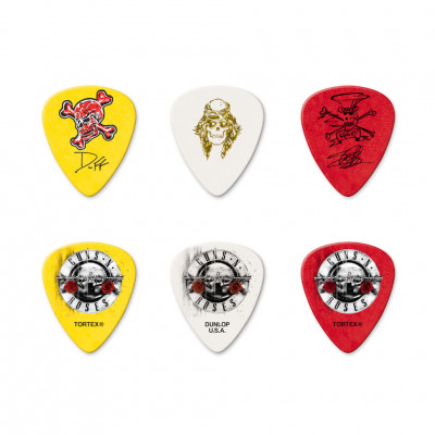 DUNLOP GNR002 Guns N' Roses Picks упаковка именных медиаторов, блистер и металлическая коробка (6шт.