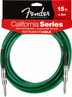 FENDER 15' CALIFORNIA INSTRUMENT CABLE SURF GREEN - инструментальный кабель 4,5 метра, цвет зеленый