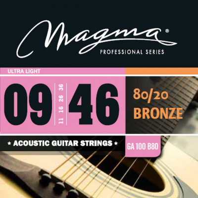 Комплект струн для акустической гитары 9-46 Magma Strings GA100B80