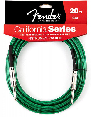 FENDER 20' CALIFORNIA INSTRUMENT CABLE SURF GREEN - инструментальный кабель 6 метров, цвет зеленый