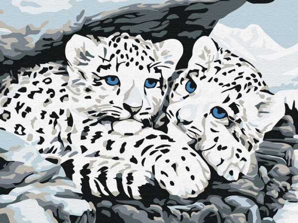 Картина по номерам 15х20 СНЕЖНЫЕ БАРСЫ (8 цветов)