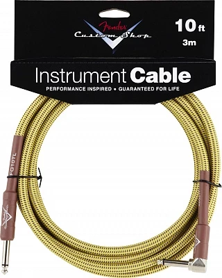 FENDER CUSTOM SHOP 10` ANGLE INSTRUMENT CABLE TWEED - инструментальный кабель, 3 м