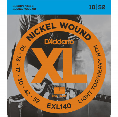 Струны для электрогитары D'ADDARIO EXL140 Light/Heavy, никель, 10-52