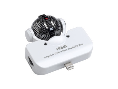 Zoom IQ5W iOS-совместимый стерео-микрофон,охват поля – 90/120°, 8--pin Lightning порт, цвет белый