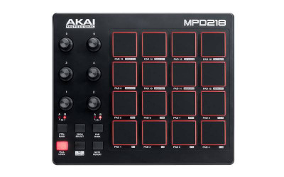 AKAI PRO MPD218, компактный USB/MIDI-контроллер, 16 пэдов, 6 назначаемых вращающийся регуляторов