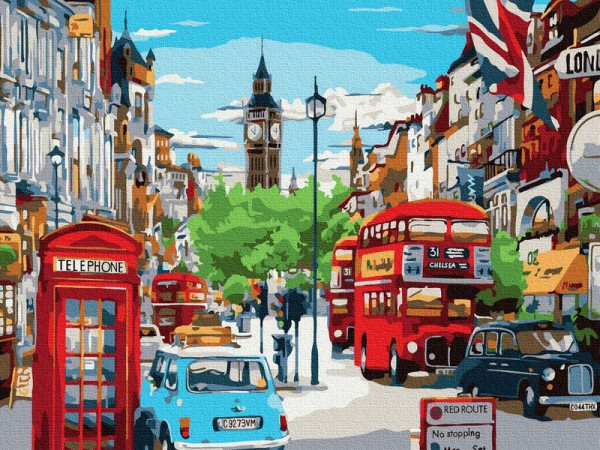 Картина по номерам с цв. схемой на холсте 30х40 ЯРКИЙ ЛОНДОН (18 цветов)