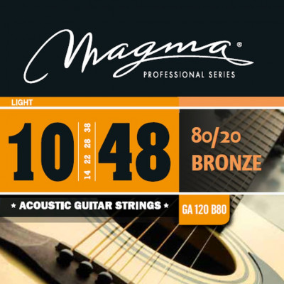 Комплект струн для акустической гитары 10-48 Magma Strings GA120B80