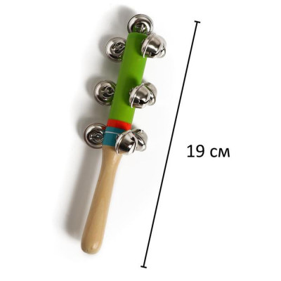 Игрушка с бубенцами «Яркая мелодия», цвет зелёный, 19 × 5 см