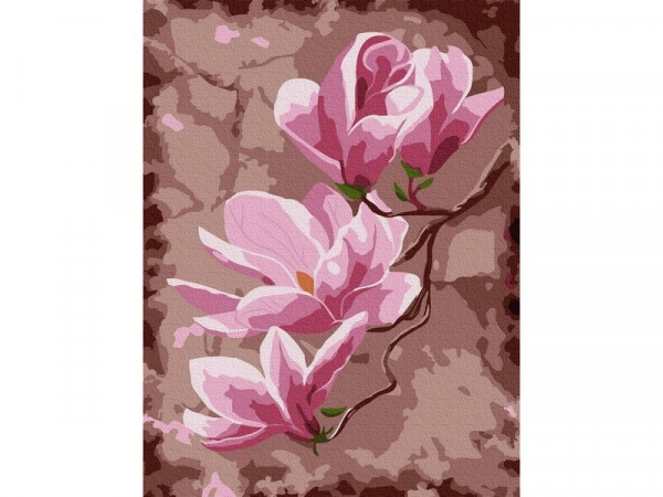 Картина по номерам 15х20 ЦВЕТЫ МАГНОЛИИ (14 цветов)