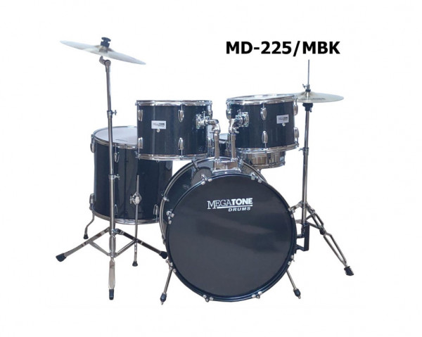 MEGATONE MD-225 MBK (22"х16")(16"x16")(13"x10")(12"x9") металлический малый барабан (14"x5,5")+ Набор стоек с ДВОЙНЫМИ ножками