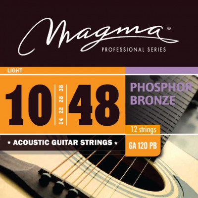 Комплект струн для 12-струнной акустической гитары 10-48 Magma Strings GA120PB12