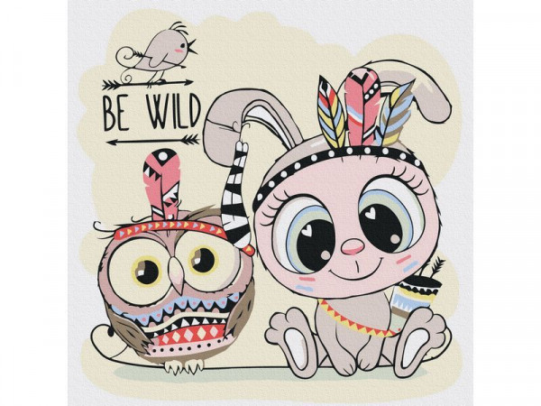 Картина по номерам 20х20 ДВА ИНДЕЙЦА (12 цветов)