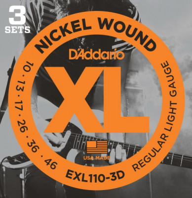 D'ADDARIO EXL110-3D Regular Light 10-46 3 комплекта струны для электрогитары