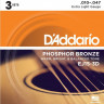 D'ADDARIO EJ15-3D Extra Light 10-47 3 комплекта струны для акустической гитары