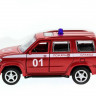 Машина "АВТОПАНОРАМА" инерц. УАЗ Патриот (пожарная) 1/50, в/к 12*7*5,5 см