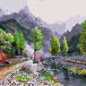 Картина по номерам 40х50 Сунг Ли. Весна в горах (27 цветов)