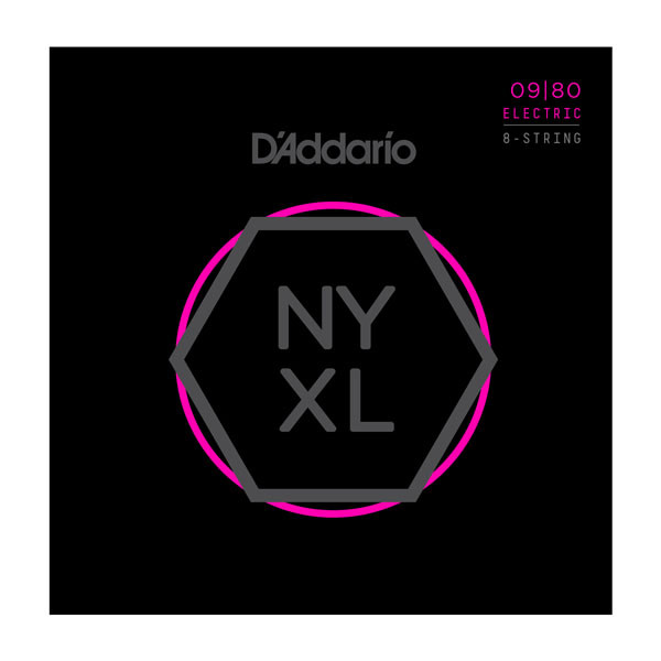 D'Addario NYXL0980 Набор 8 струн для электрогитары, калибр 09-80