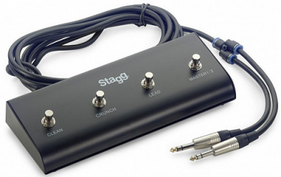 Stagg SSWB4- Ножной переключатель для гитарного и студийного оборудования, 4 кнопки, фиксация, длина кабеля 5 метров, профессиональные разъемы стерео 1/4" Jack (2 штуки)
