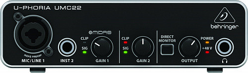BEHRINGER U-Phoria UMC22 аудиоинтерфейс USB 2x2