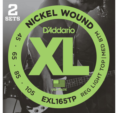 D'Addario EXL165TP - струны для бас-гитары soft/reg 045-105, 2 комплекта