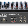 Alto LIVE 802 микшер, 4 моновхода (2 компрессора), 2 стерео, 5 микрофонных предусилителей, 2 AUX-шины, процессор эффектов, USB