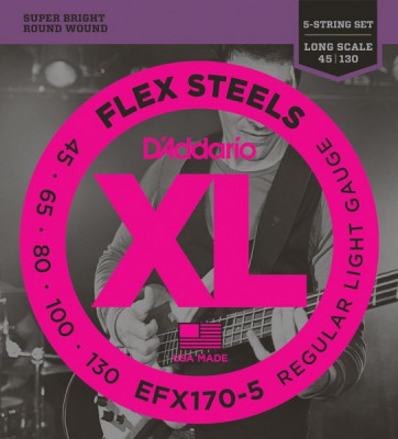 D'ADDARIO EFX170-5 Light, 45-130, Long Scale струны для 5-струнной бас-гитары