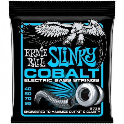 Комплект струн для бас-гитары ERNIE BALL 2735 Extra Slinky, калибр 40-95, Cobalt Bass