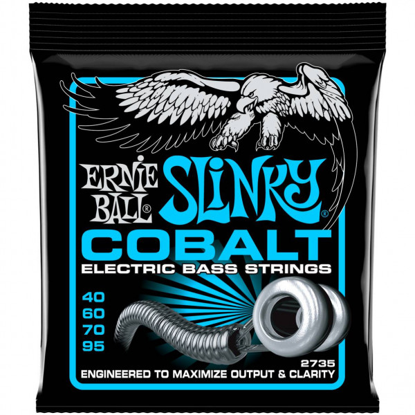 Комплект струн для бас-гитары ERNIE BALL 2735 Extra Slinky, калибр 40-95, Cobalt Bass