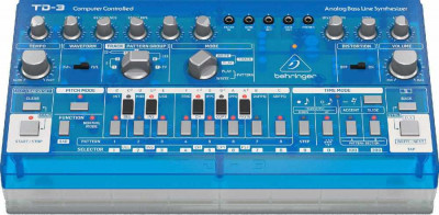 Синтезатор BEHRINGER TD-3-BB басовый, прозрачный синий