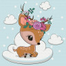 Набор юного художника 20х20 Олененок на облаке (12 цветов)