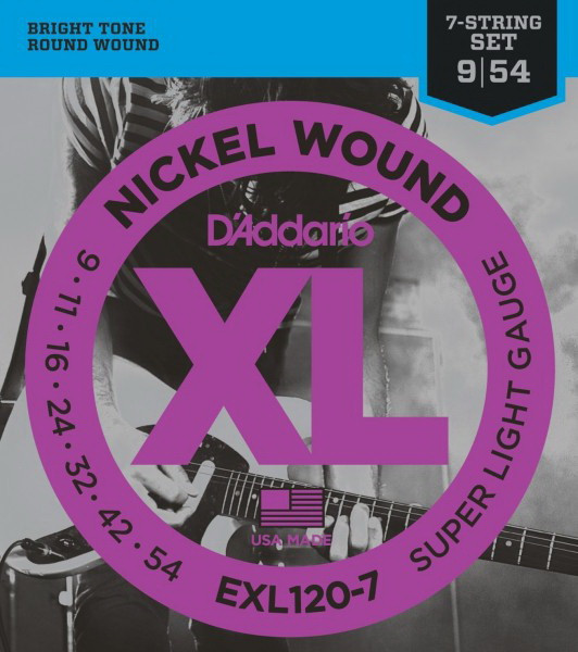D'ADDARIO EXL120-7 Super Light 9-54 струны для 7-струнной электрогитары