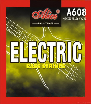 ALICE  A608 4-M струны для бас гитары 4-х струнной, .045 .065 .085 .105, никелированные со стальным