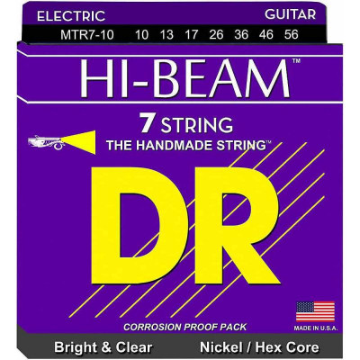 Комплект струн для 7-струнной электрогитары 10-56 DR MTR7-10 HI-BEAM