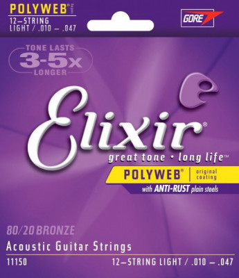 ELIXIR 11150 PolyWeb Light 10-47 струны для 12-струнной акустической гитары