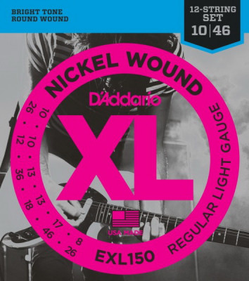 D'ADDARIO EXL150 Regular Light 10-46 струны для 12-струнной электрогитары