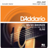 Струны для акустической гитары D'ADDARIO EJ10 бронза 80/20, Extra Light 10-47