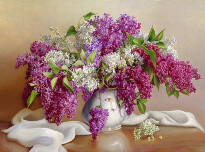 Картина мозаикой 40х50 БУЗИН. СИРЕНЬ (квадр. эл-ты) (30 цветов)