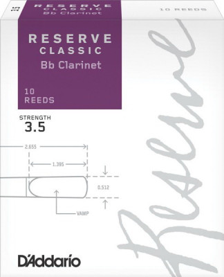 Трости для кларнета Bb Rico DCT1035, Reserve Classic, №3.5, 10 шт