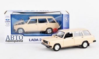 Машина "АВТОПАНОРАМА" ВАЗ 2104 бежевая,1/24, инерция, Pull Bаck механизм, в/к 10*12*22 cм