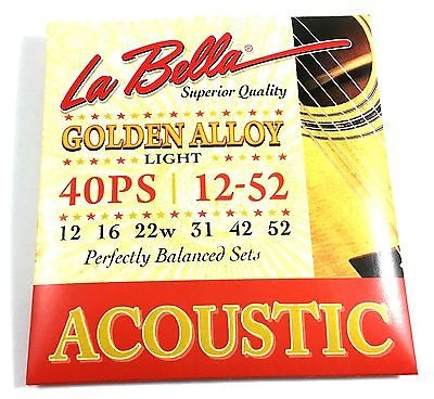 LA  BELLA 40PS Golden Alloy 80/20 Light 12-52 струны для акустической гитары