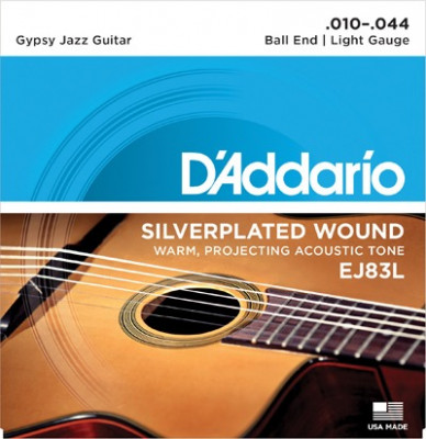 Струны для акустической гитары типа Selmer D'ADDARIO EJ83L (Gypsy guitar), серебро, Light, 10-44