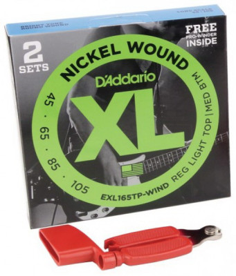 D'ADDARIO EXL165TP-WIND. струны для бас гитары EXL165 2 комплекта + вертушка для струн в подарок!