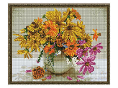 Картина мозаикой с нанесенной рамкой 40х50 КРАСКИ ЛЕТА (36 цветов)