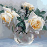 Картина по номерам 40х50 Бузин. Белые розы (28 цветов)
